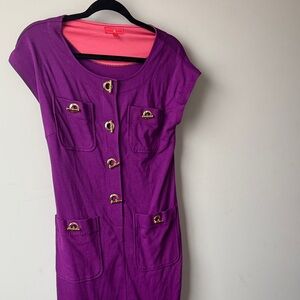 Ivanka Trump Purple Mini Dress with Gold Details
